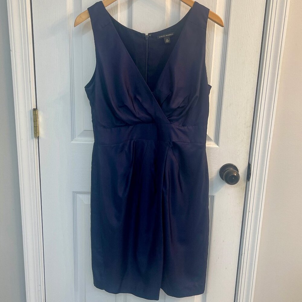 Banana Republic Navy Blue Silk Wrap-Effect Dress – Size 8